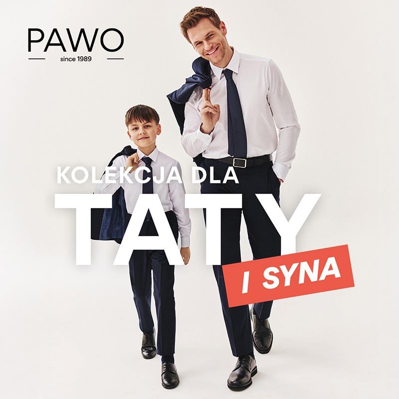 grafika promocyjna garnitury dla mężczyzn i chłopców PAWO