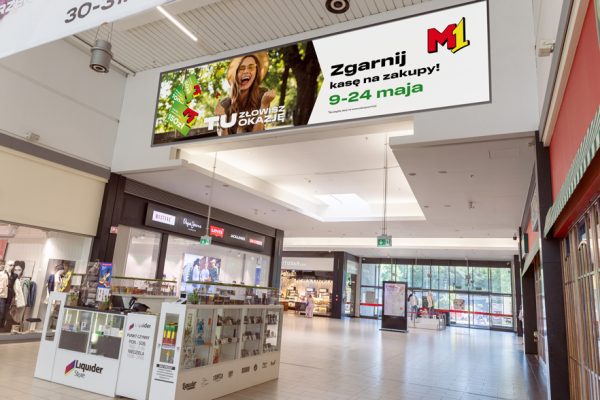 Baner reklamowy o powierzchni 26,2 m2 i wymiarach 10,5x2,5m zlokalizowany przy MediaMarkt i HalfPrice