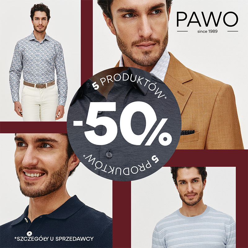 kolaż zdjęć z elegancko ubranym mężczyzną, grafika dla promocji marki PAWO w M1 Czeladź